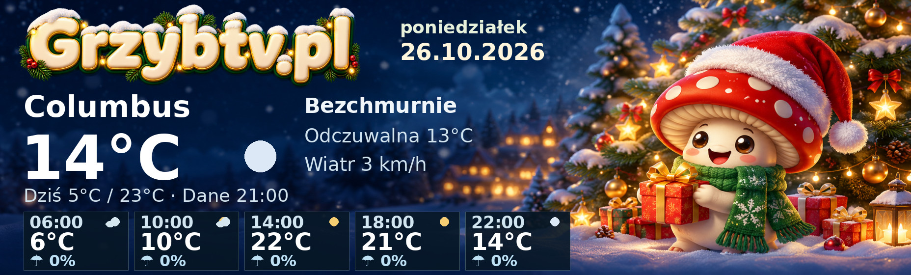 Świąteczny baner Grzybtv.pl